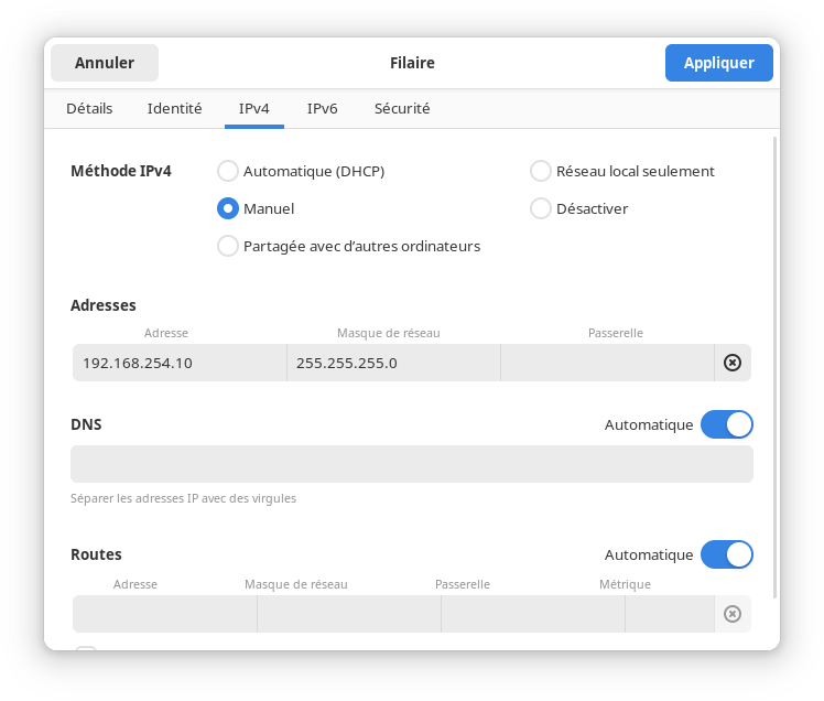 Exemple de configuration d’une interface réseau sous Linux